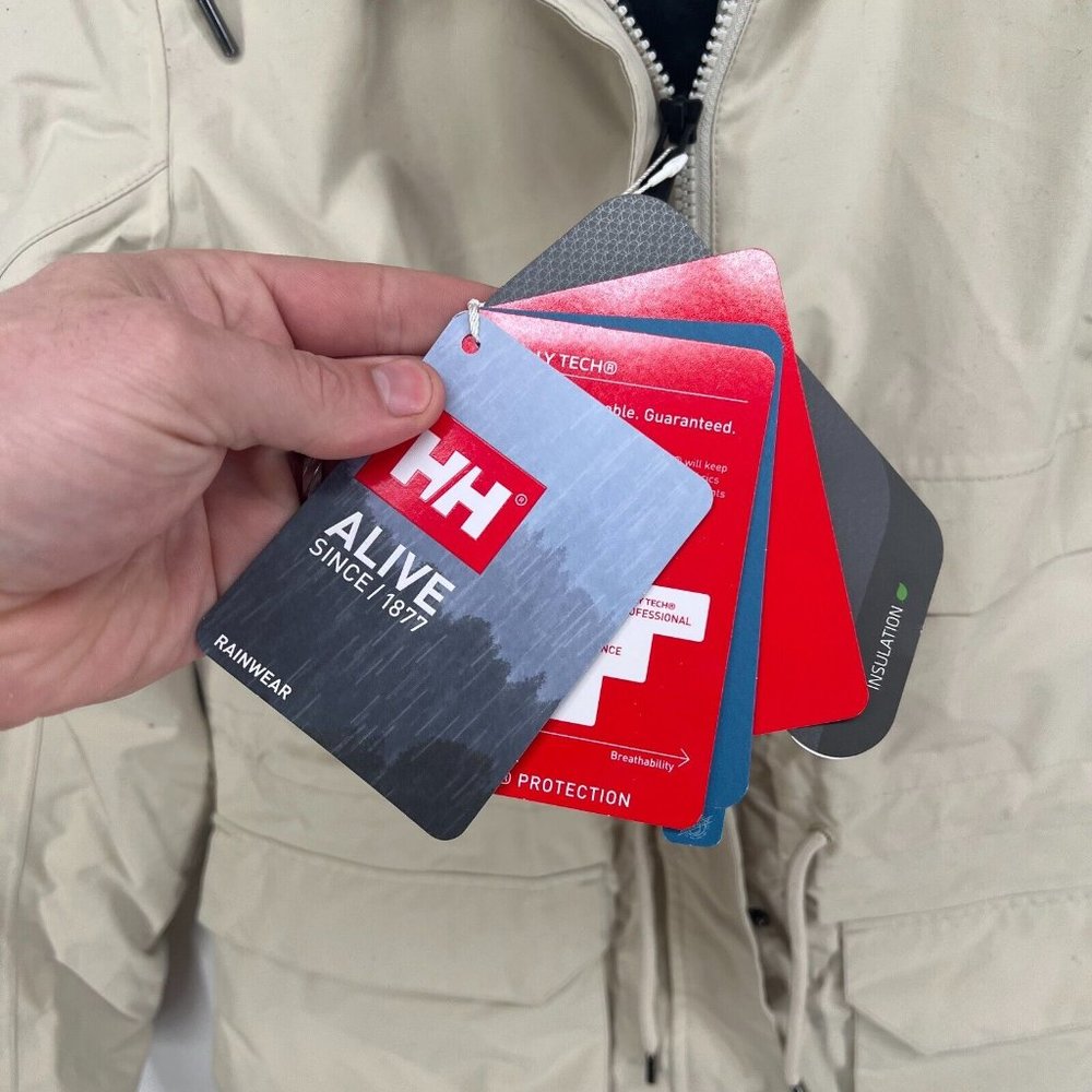 NWT Helly Hansen Insulated Boyne Parka Jacket Waterproof Hooded Women's S Beige - Picture 6 of 10